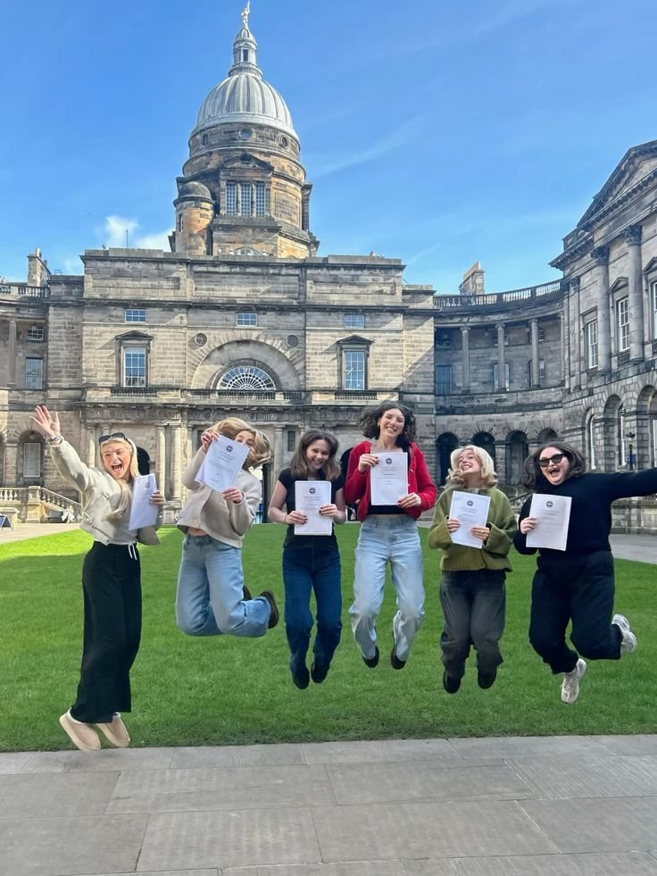 Students celebrating their UK study journey