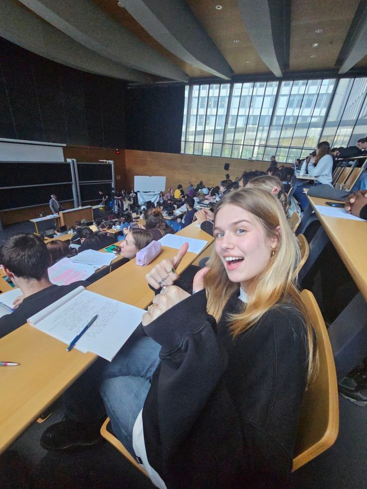 Students studying at a German university campus